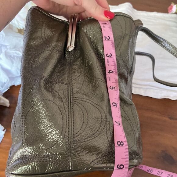 Coach Vintage hand bag green with blue satin 3 divisions - Picture 12 of 12